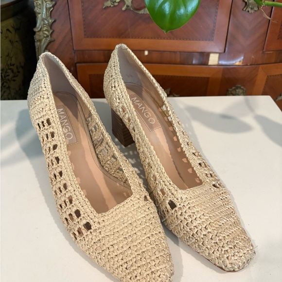 Mango Raffia block heel pumps women’s size 40, US women 9-9.5 - Picture 1 of 8